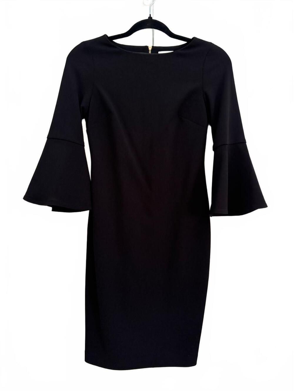 Calvin Klein Black Flare Sleeve Sheath Dress Size 2P